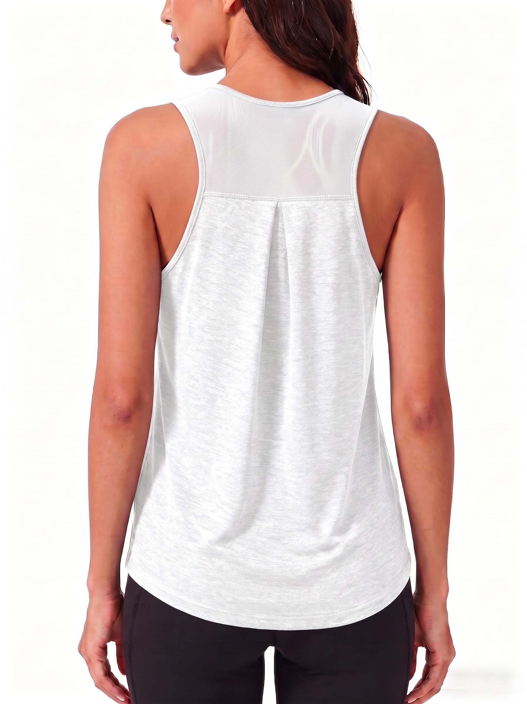 PINSPARK Damski sportowy tank top bez rękawów, oddychający top z siateczki, na siłownię, lekki top sportowy, luźny top do jogi