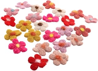 ZQIY 24PCS Natural Wool Handcrafted Felt Flowers 20mm Plush Accessories DIY Festive Decorations Suitable for Scrapbooking and Shoe/Coat/Bag Fittings