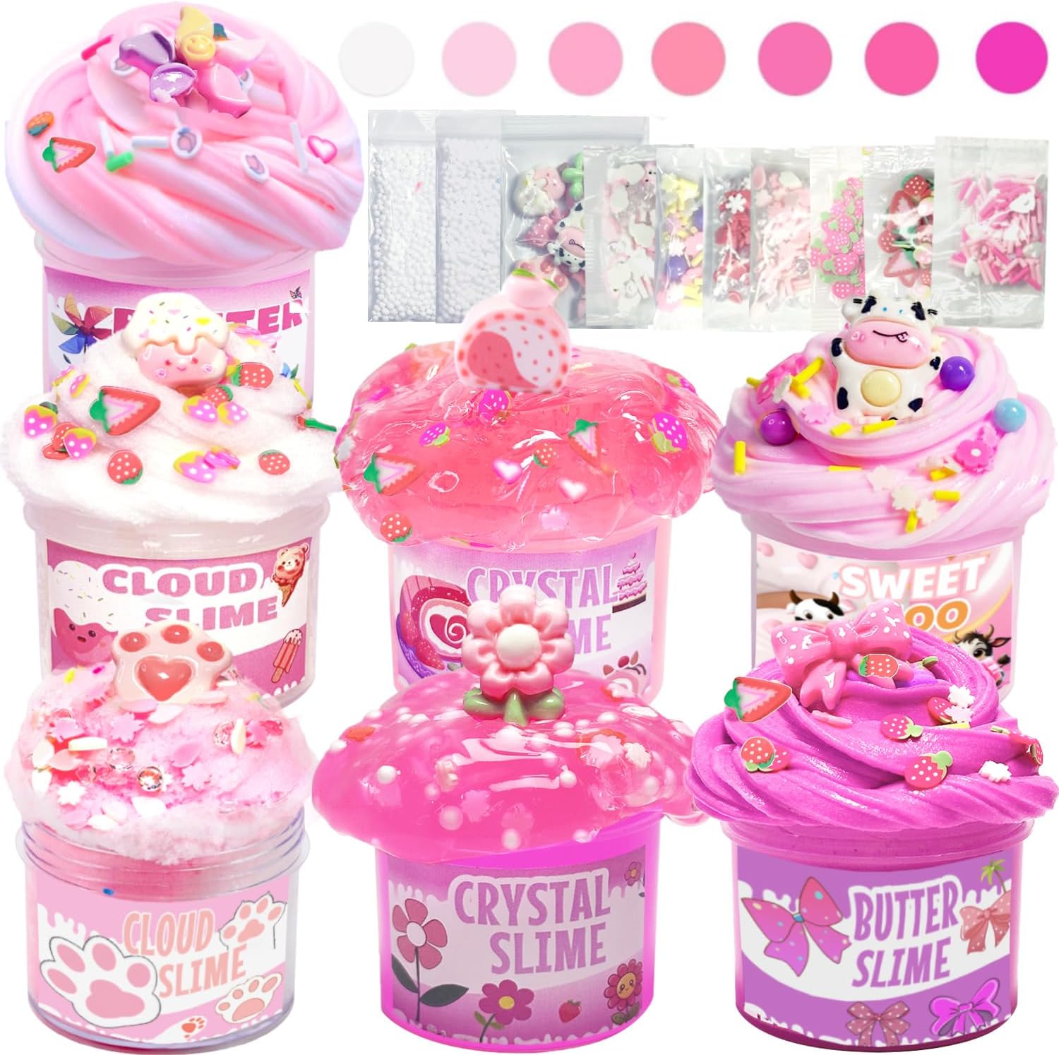 7 Pack Slime Kits, Butter Slime,Cloud Slime kit for Girls Ages 8-12,Crunchy Slime Kit,Party Favors for Girls and Boys