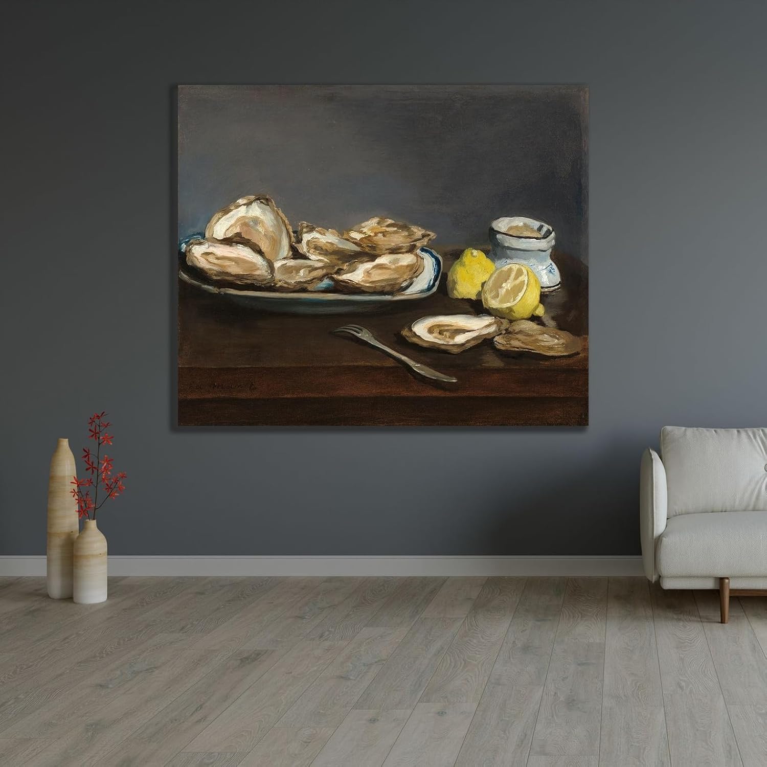 ArtDirect Oysters Custom Framed Art Print Giclee Print or Canvas Options with Various Sizes and Customization by Manet, Edouard