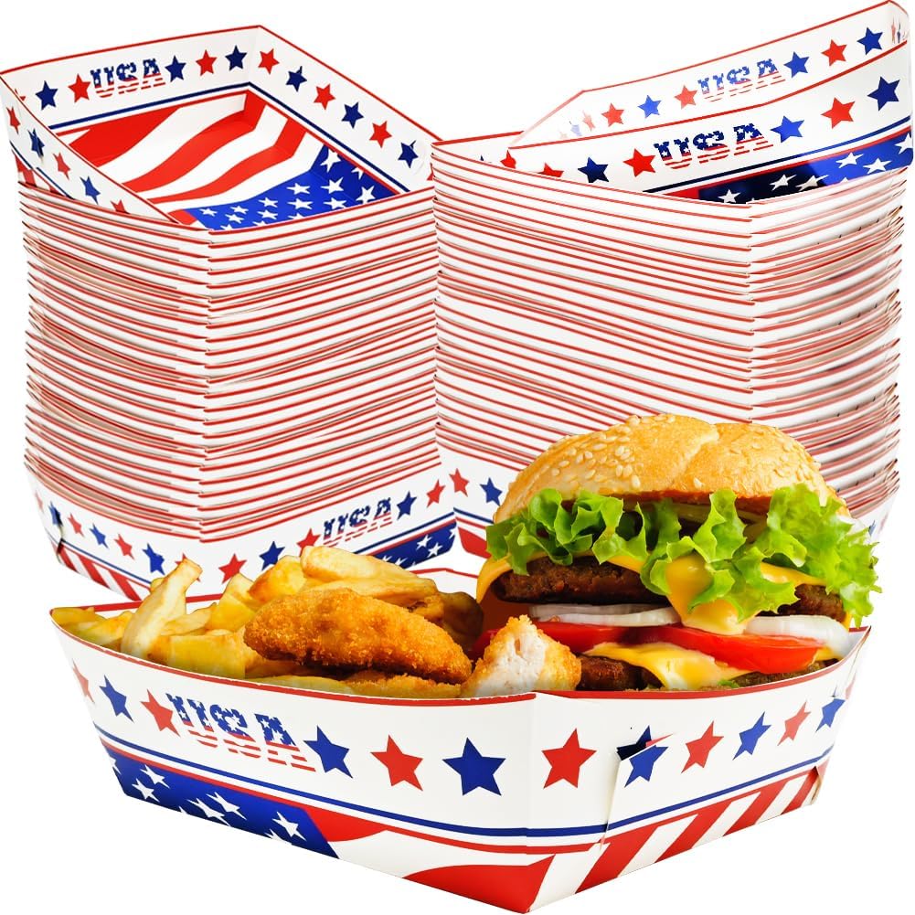 WODMAZ American Flag Paper Food Trays, 50 PCS Bahrain Ubuy