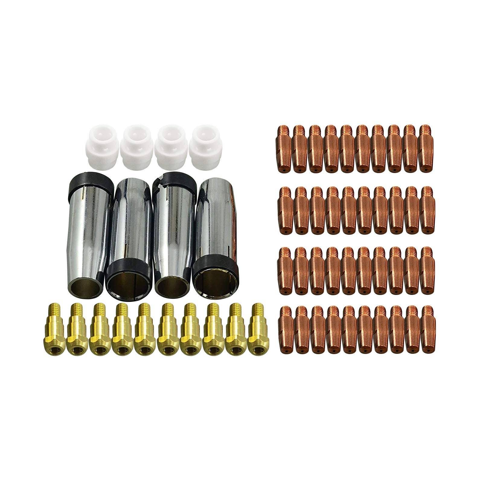 RIVERWELD 24KD MB24 Ugello di contatto 0,9 mm 1,0 mm Ugello di gas conico Porta dell'ugello FIT 24KD MB24 MIG MAG CO2 Torcia di saldatura 59pcs