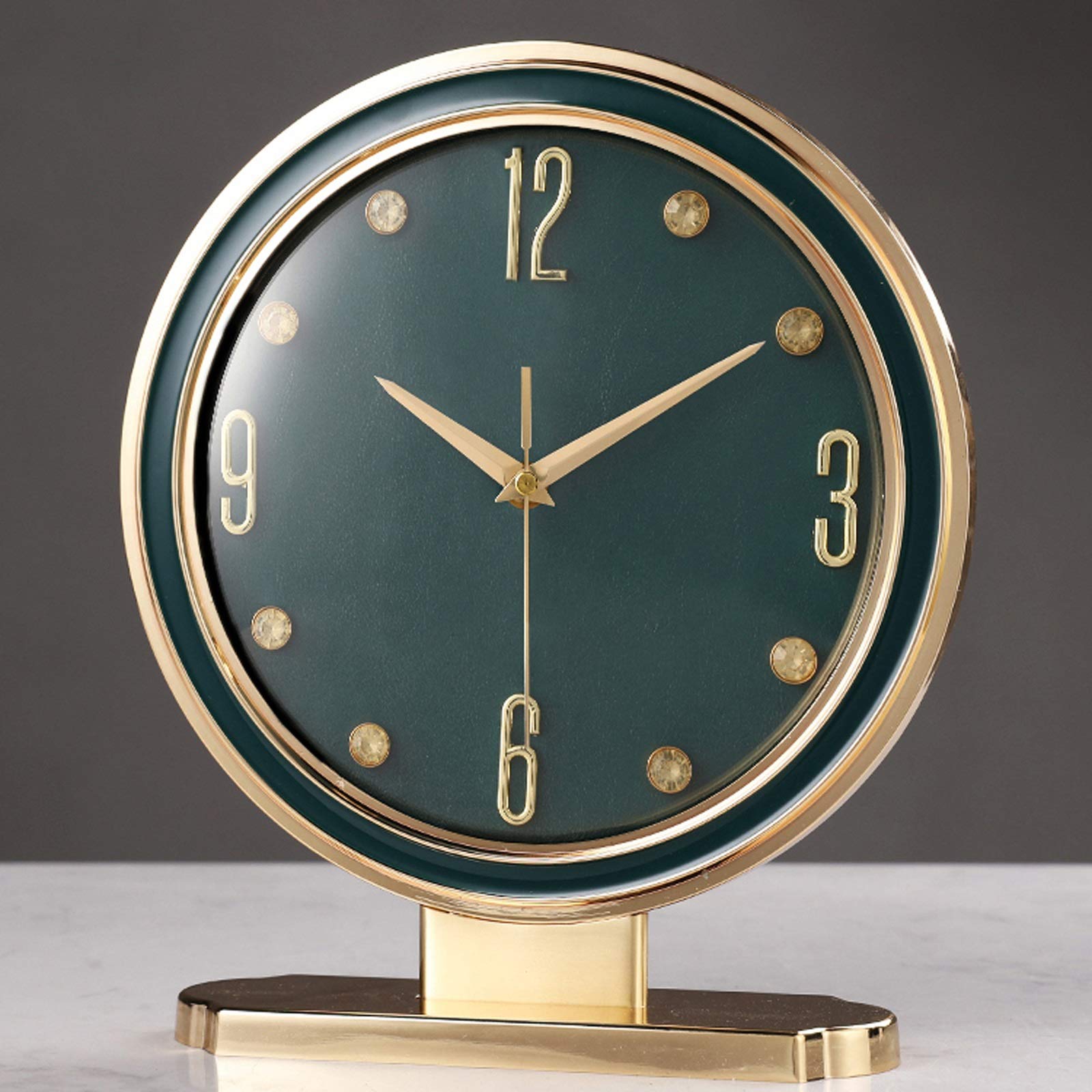 Décorative Horloge de Bureau en Alliage de Cuir, Pendule de Salon, Horloge de Table créative for la Maison, Ornements pour Bureau Chambre Table(Blue)