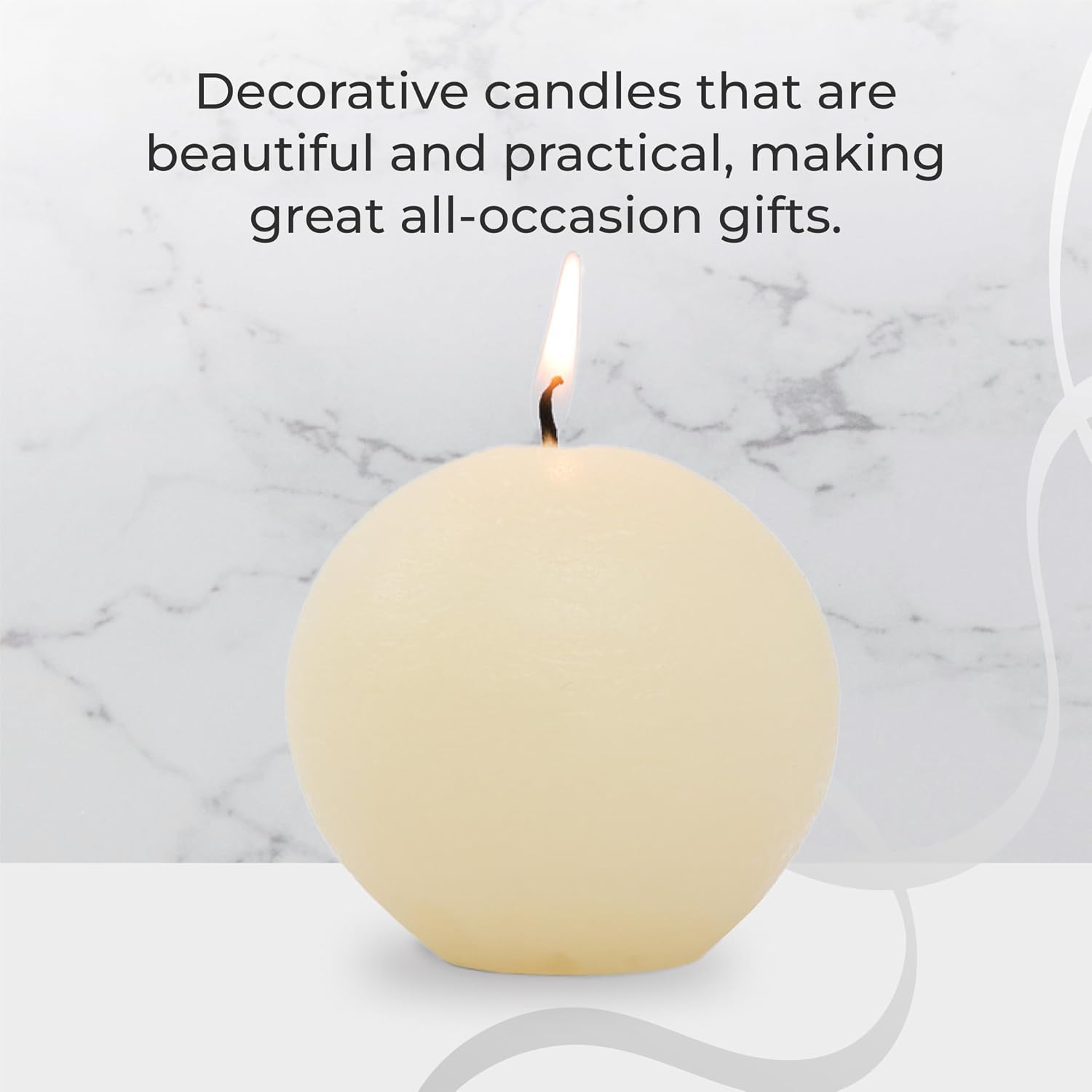 BASK Mottled Pillar Candles - Unscented Mottled Ball Set of 3 - Dripless Smokeless for All Occasions (Ivory)