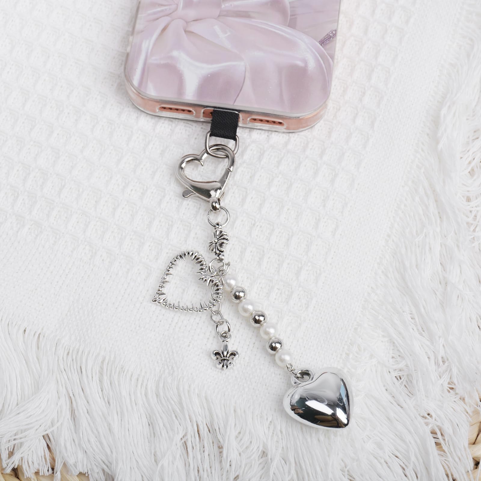 Locharme 4PCS Cute Phone Charms Aesthetic Y2K CellPhone Charms Strap Pink Strawberry Butterfly Star Phone Charm Y2K Accessories Keychain for Backpack, Digital Cameras, Kindles, Air Pods - 5