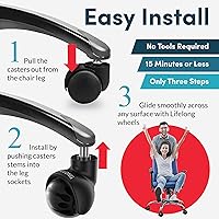 Vista 3 de Lifelong Ruedas de repuesto de goma para sillas de oficina, ruedas resistentes de 2 pulgadas para suelos de madera dura y alfombras, juego de 5