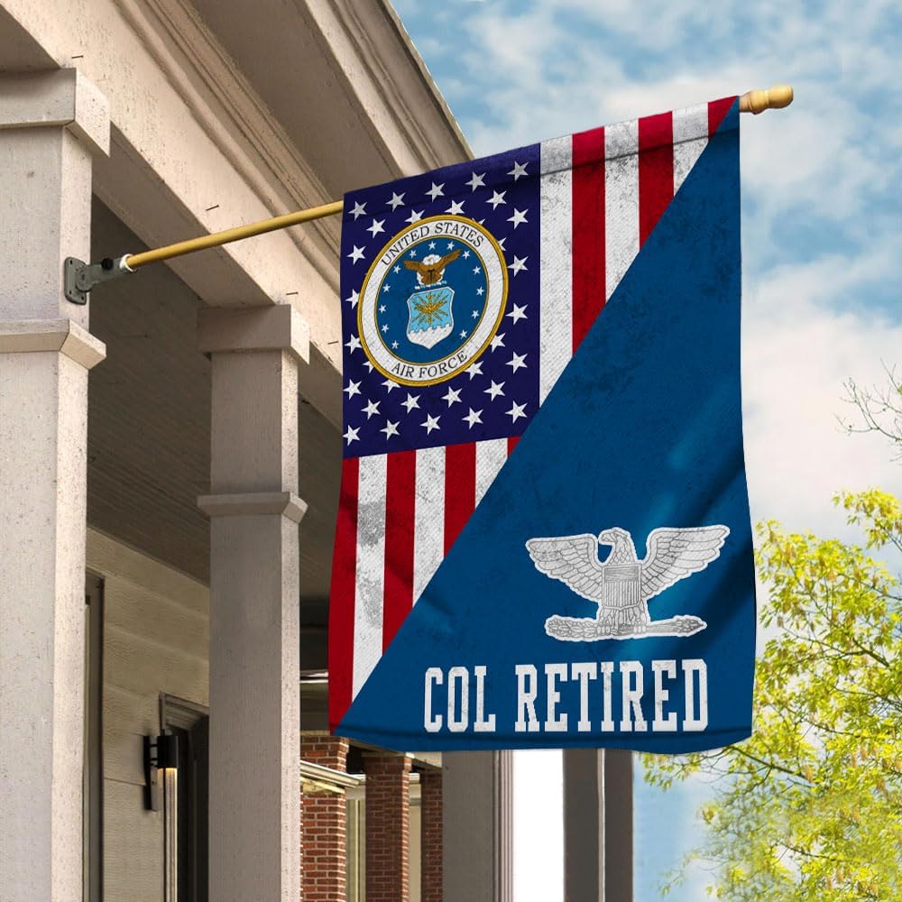 O 6 Colonel Col Rank Insignia Retired Air Force Military Retirement House Flag (29.5x39.5) For Veteran's Day, 4th of july, Double Sided-USA Flags Polyester-Decorative Indoor Outdoor Flag