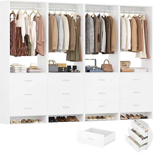 Aheaplus Sistema de armario organizador de armario, sistema de organizador de armarios de madera, armario o armario, perchero con varillas para
