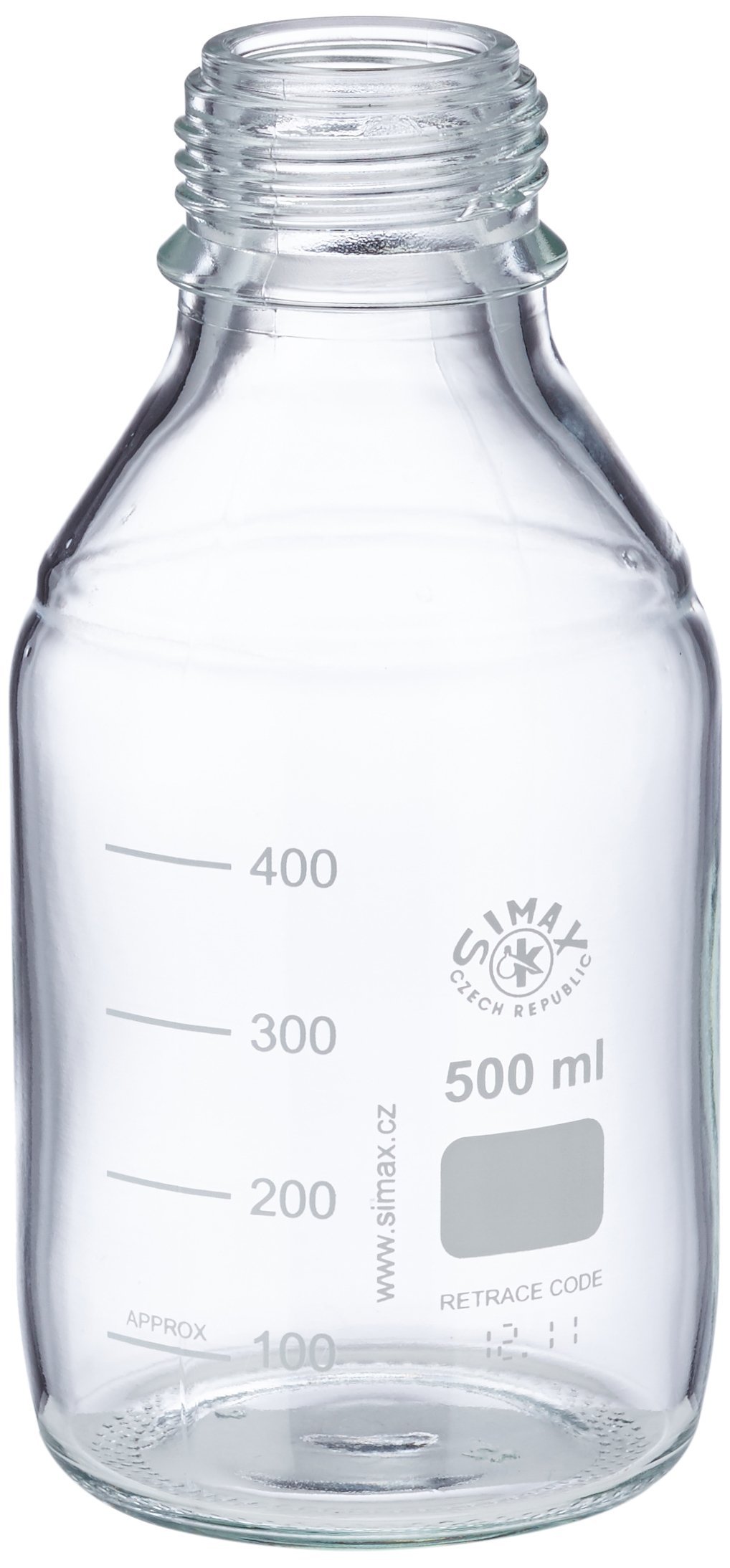 neoLab Laborflaschen ohne Kappe, ISO 4796 Boro-Glas 3.3 GL 45, 500 ml Kapazität, Transparent, 10 Stück