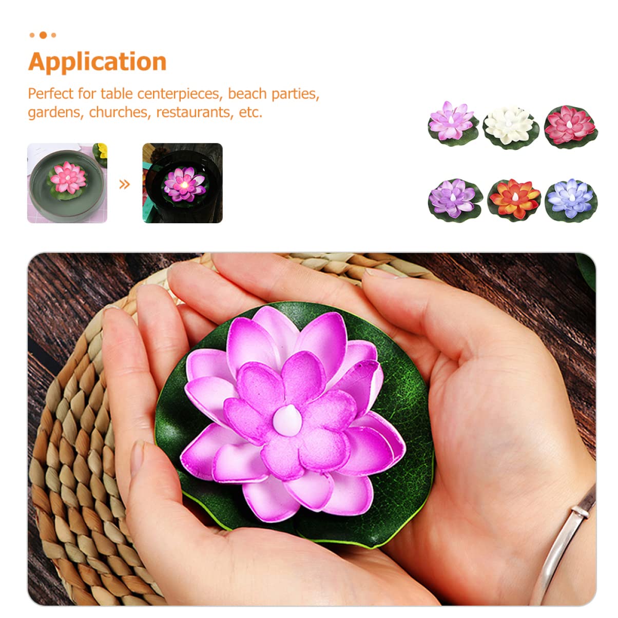 PRETYZOOM 4 Sätze Lotus Schwimmende Wasserlampe Aquarium Wasserfall Schwimmbad Fisch Gartenbeleuchtung Led Schwimmkerze Simulation Lotusdekoration Blumenrequisiten Plastik 6 Stück * 4