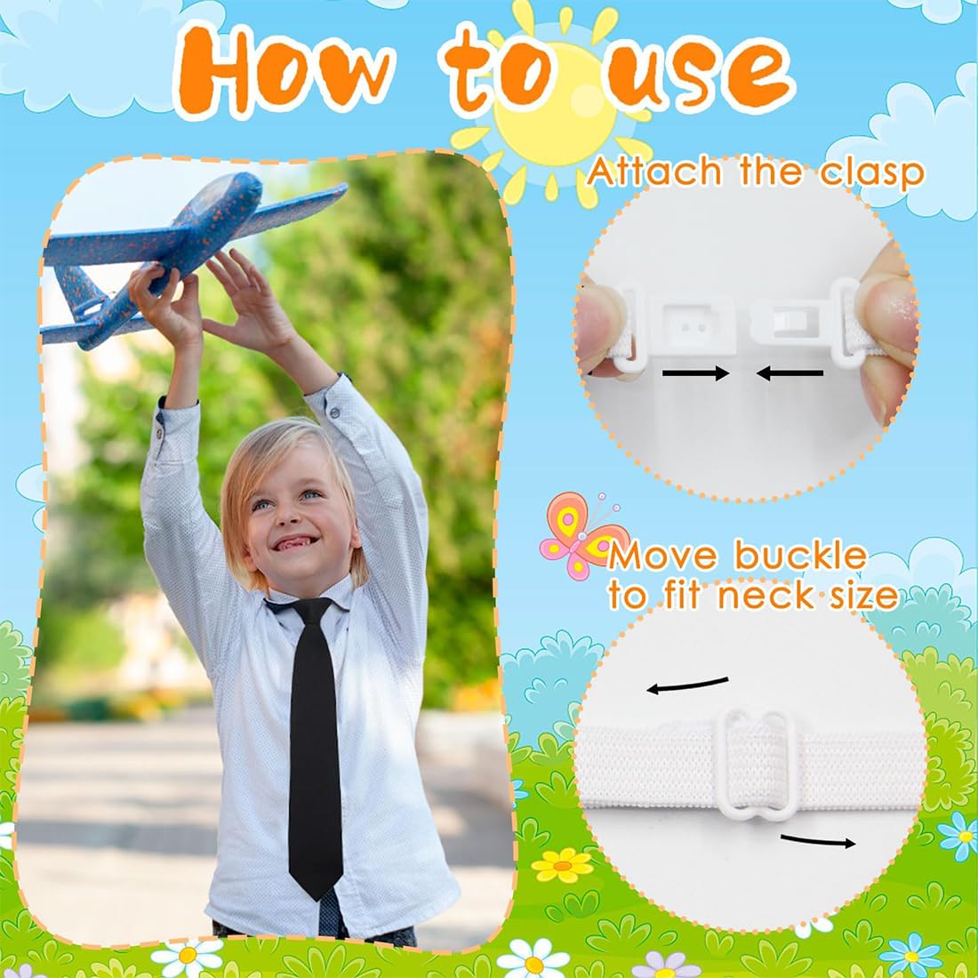 Corbata pre-atada de microfibra lisa y ajustable para niños, Ideal para ocasiones formales y escolares, Con hebilla de torre para mayor comodidad y estilo, 1pcs
