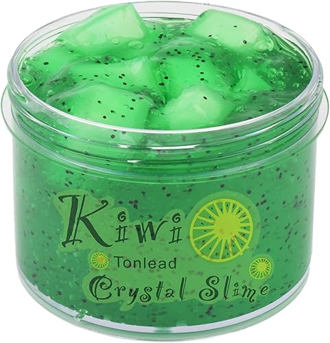 Kiwi - Masilla de cristal transparente verde de 7 onzas de arcilla de gelatina suave no pegajosa para niñas y niños slime de burbujas crujientes