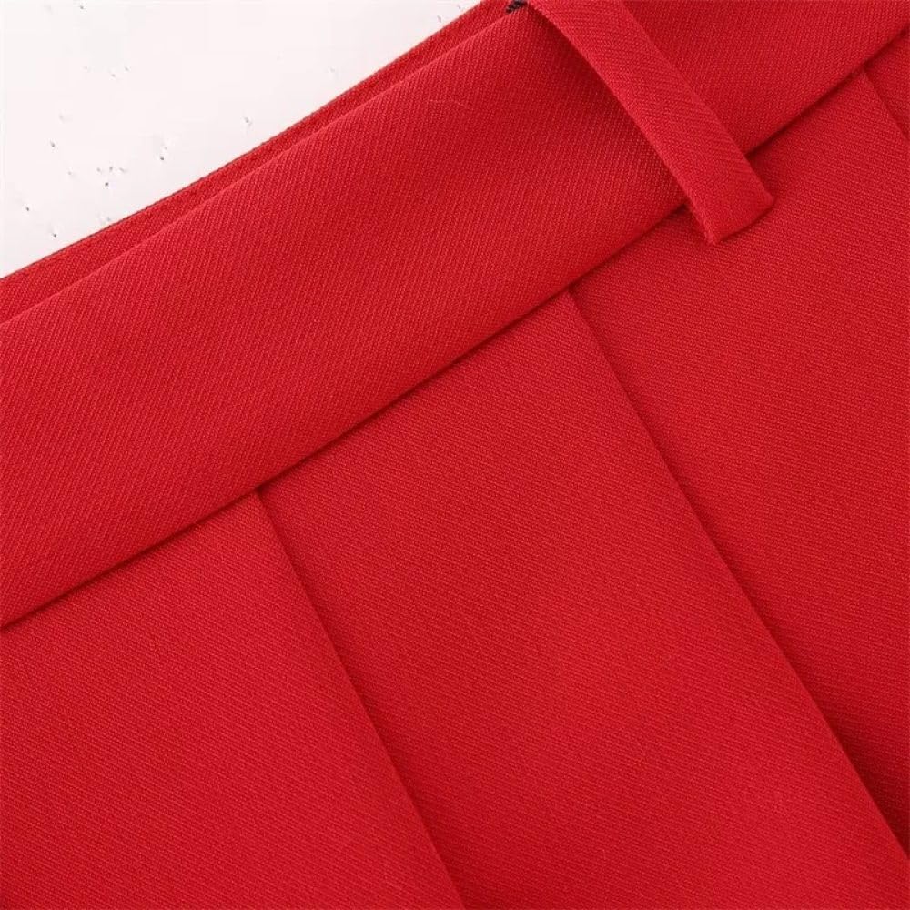 SWEPER Falda Corta De Mujer - Falda Plisada De Cintura Alta con Cremallera para Mujer, Minifalda Roja Ajustada De Estilo Preppy De Primavera, Falda Corta