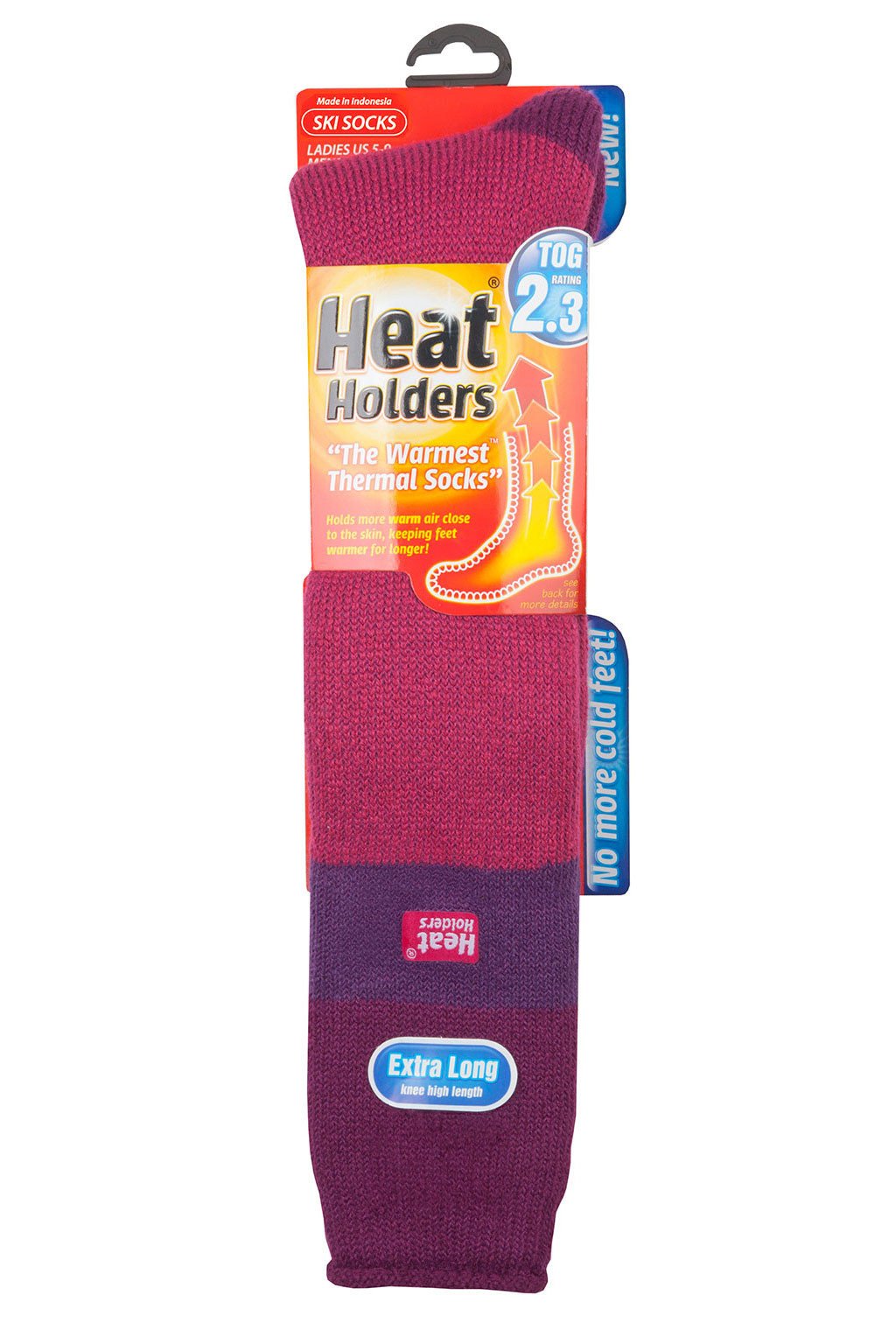 Heat Holders women's No1 Thermal Socks Long Ski Rasberry/Fuchsia 5-9 Us