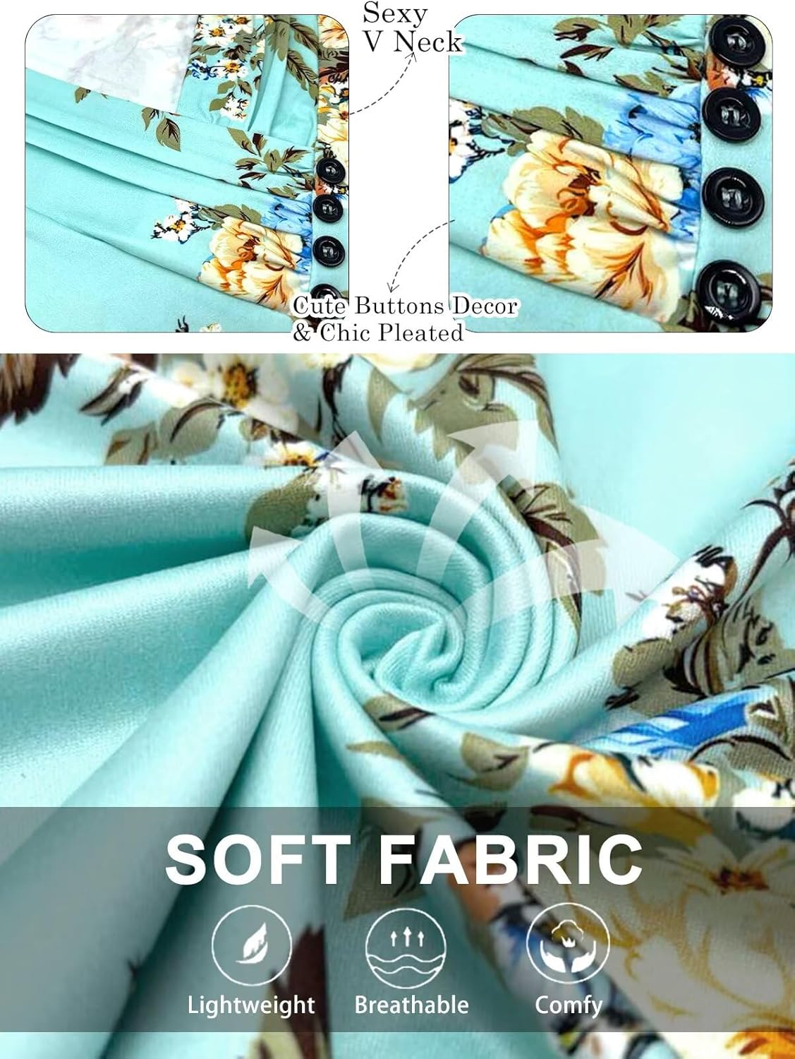 Condition photo showing New/Like New for dolnine plus-size-tops for women casual v neck tshirts short sleeve tees fashion floral/pattern print tie dye tunics xl-5xl 3x-large 01_yh002