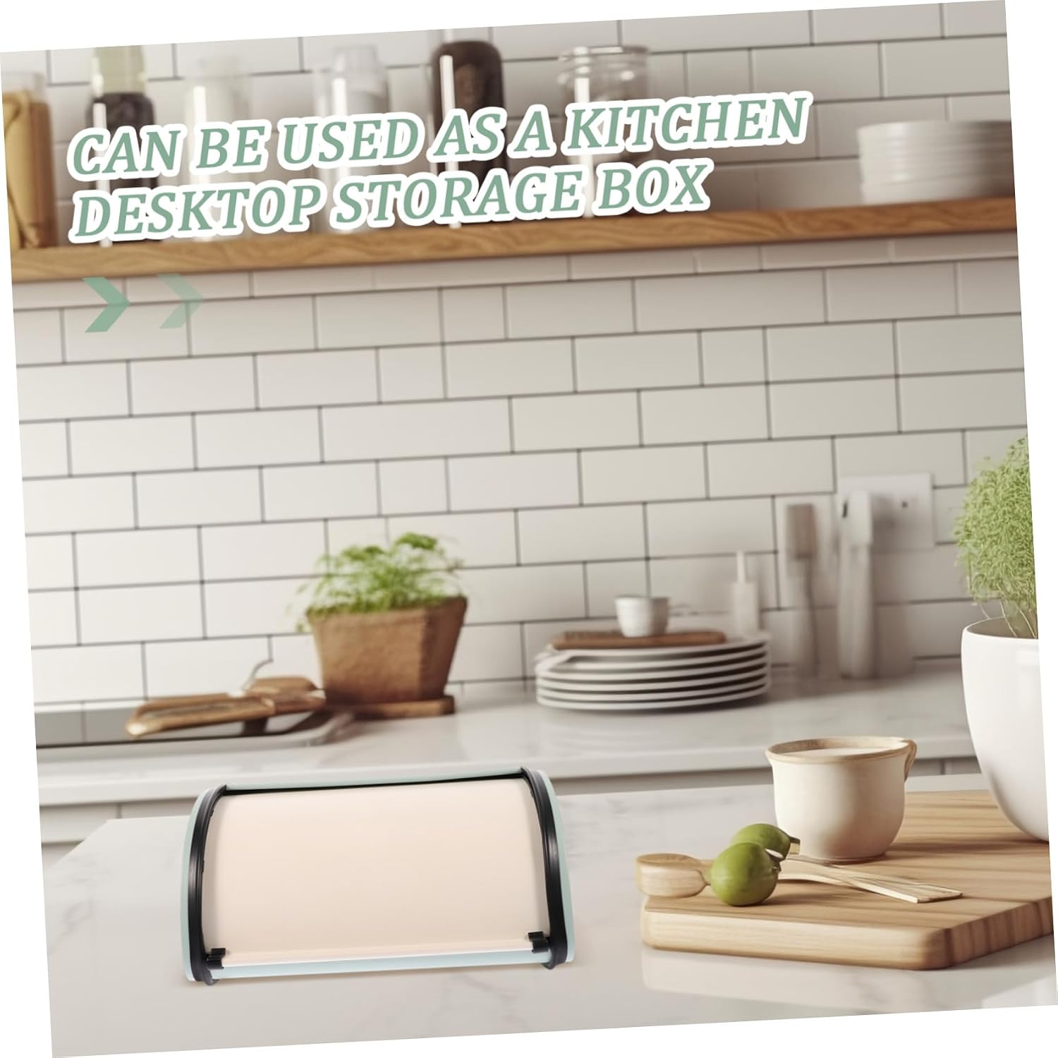 Zerodeko Metal Bread Box with Roll Top Lid Spacious Kitchen Countertop Storage for Bread More Versatile Holder for Organizing Kitchen Supplies Modern Design Easy to Clean