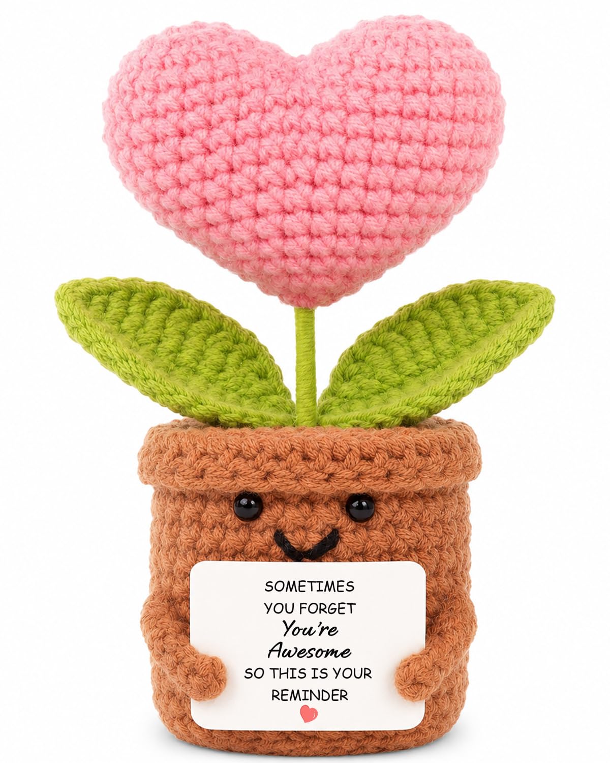 Aruigu Inspirational Gifts for Women Positive Heart Shaped Crochet Doll, Inspirational Gifts for Women, Thank You Appreciation Present for Friend, BFF, Colleague — image 1