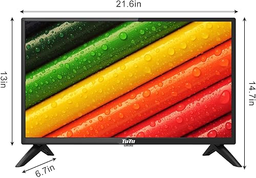 Miniatura 8 de TuTu Televisor LED HD 720P de 24 pulgadas con reproductor de DVD integrado, 3 HDMI USB óptico VGA, funciona simplemente para cocina, habitación de