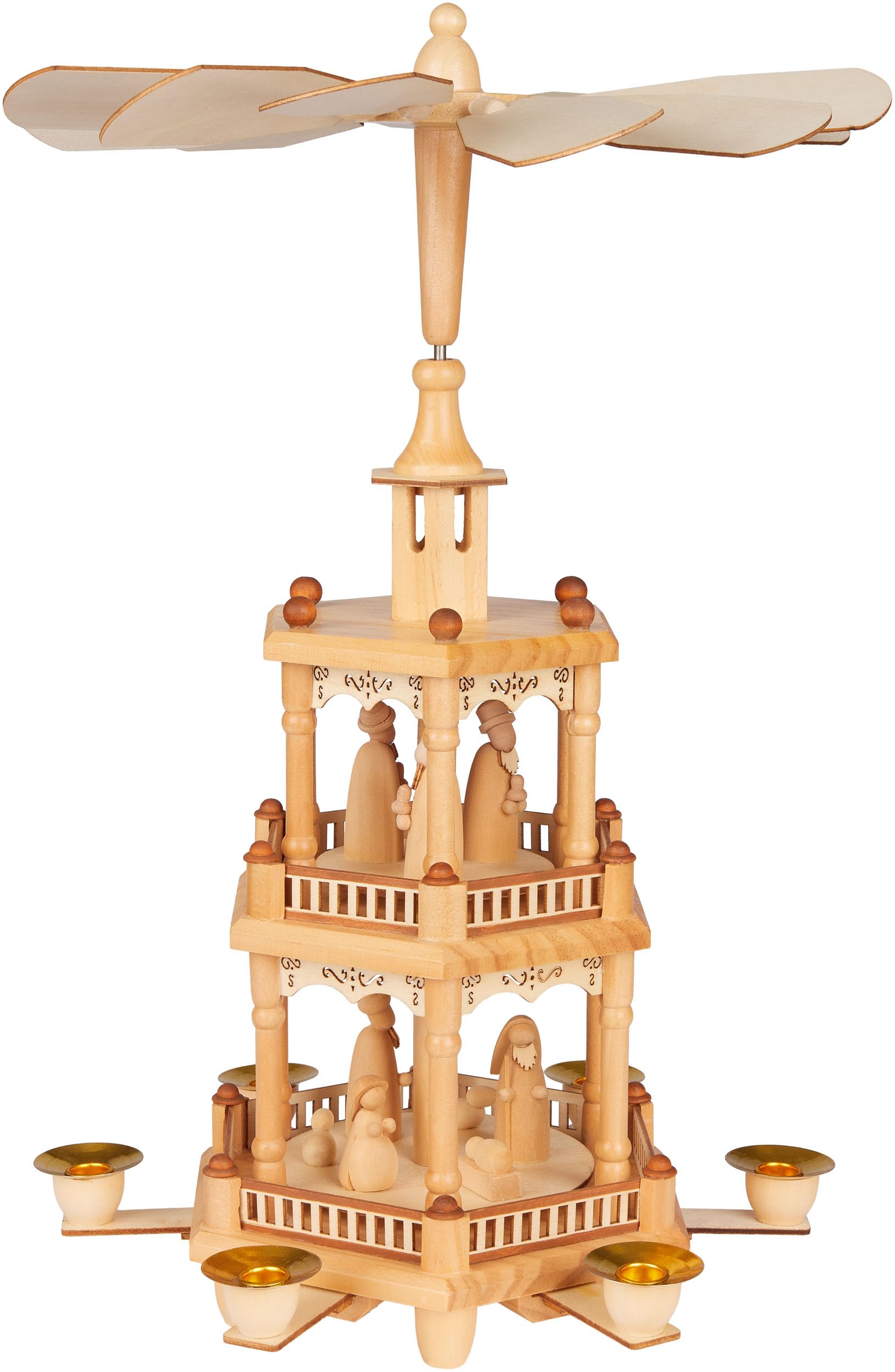BRUBAKER Weihnachtspyramide aus Holz - 43 cm große Holzpyramide