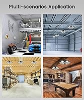 Vista 8 de SEOBIOG Paquete de 3 luces de garaje enchufables, 200 W, 20000 lúmenes, luz LED enlazable para tienda, luces de techo de 6500 K con 6 paneles