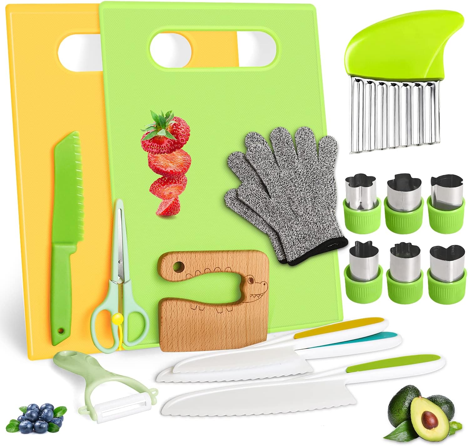 iAOVUEBY 18PCS Kids Knifes for Real Cooking, Toddler Knife