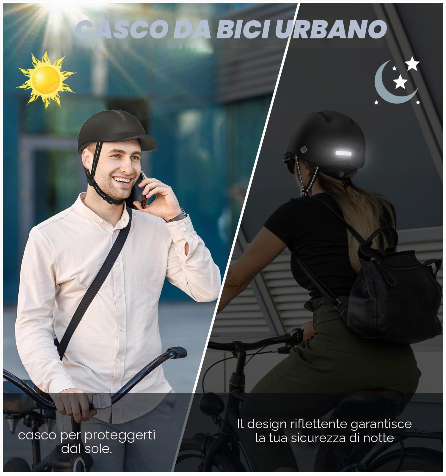 KINGLEAD Casco da bicicletta, Urban Commuter, elegante casco da bicicletta, da uomo e da donna, per ciclismo, trekking, city scooter, casco regolabile