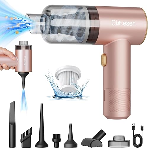 Aspiradora portátil 4 en 1, 10000 Pa, mini aspiradora de mano inalámbrica recargable, 120 W, aspiradora de alta potencia y plumero de aire,