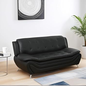 Living Room Furniture Set for Living Room, Faux Leather Couch Sets, Modern Couch for Apartment, Home, OfficeLoveseat,Black