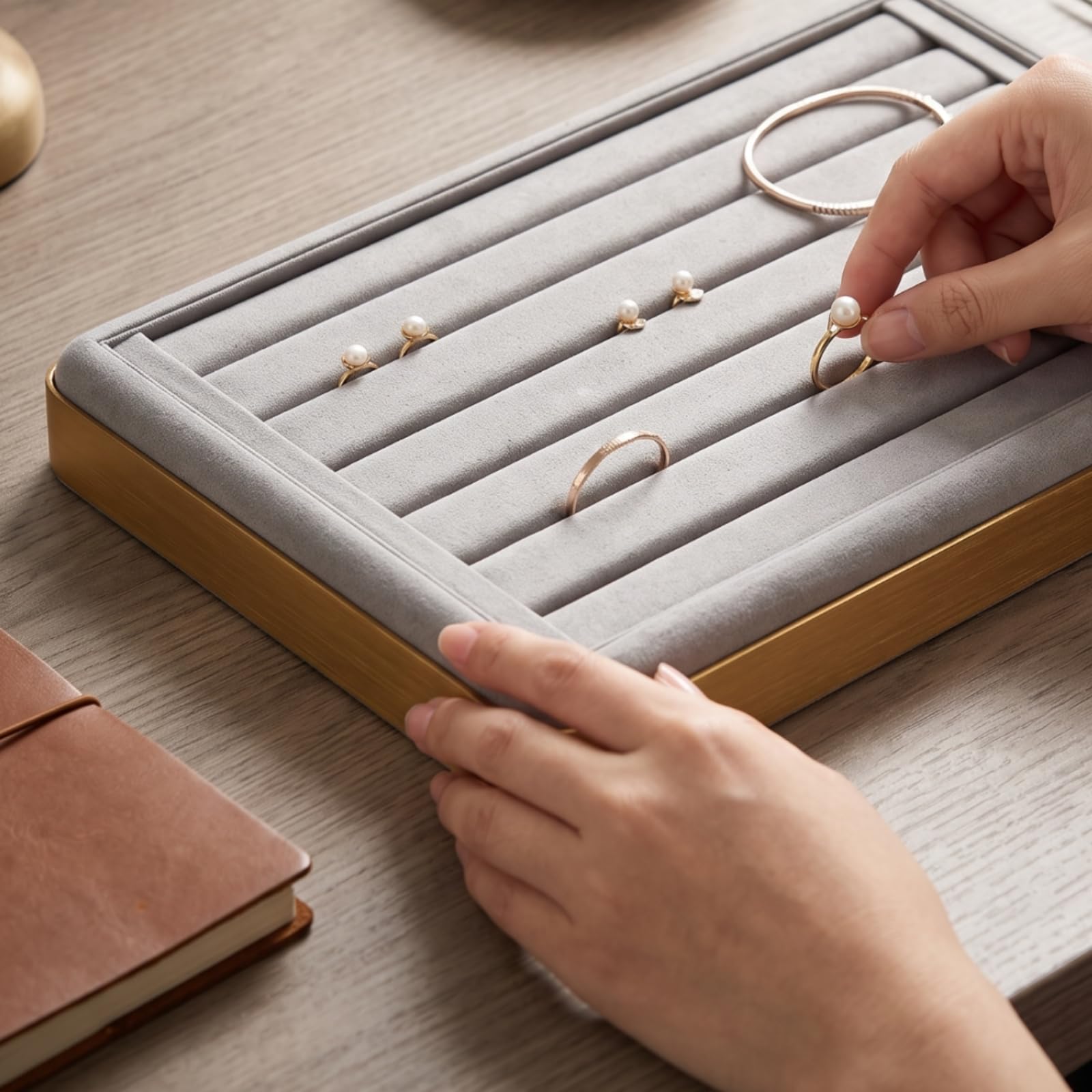 Plateau Présentation pour Bijoux , Gris Clair , Plateau Pour 15 Pendentifs