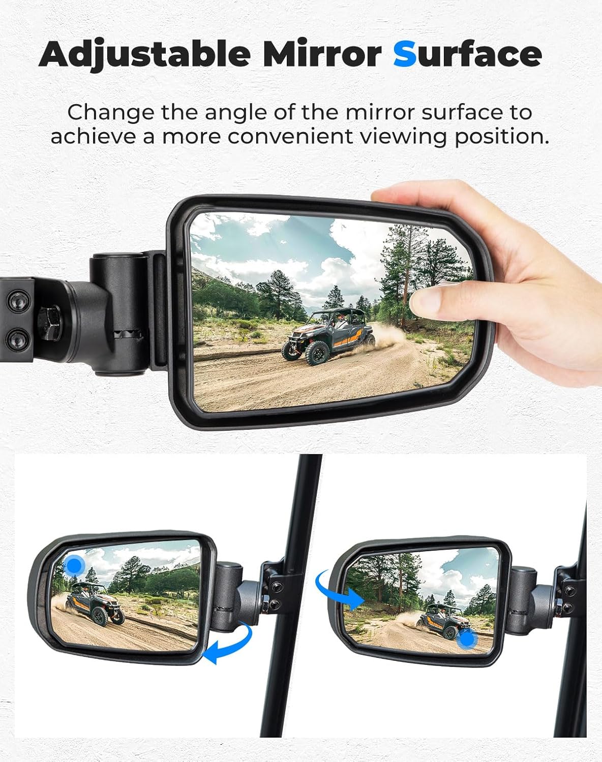 KEMIMOTO UTV Adjustable Side Mirrors, Side View Mirror for Pro-Fit Cage Breakaway Rear View Mirrors Compatible with Polaris Ranger 570 500 900 1000 General 1000 Can-Am Maverick Trail