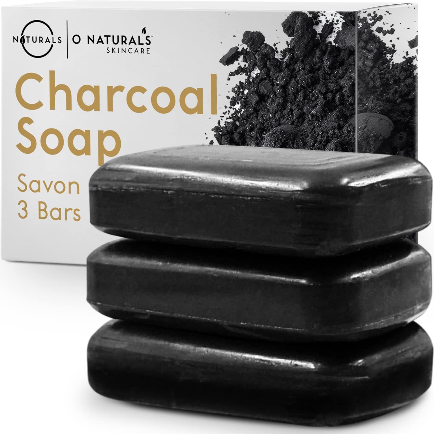100% Natural Bar Soap - Gift Set - Organic Ingredients & Essential Oils - Spa Gifts for Women & Men, Body Wash & Face Soap - 3PC Charcoal Soap