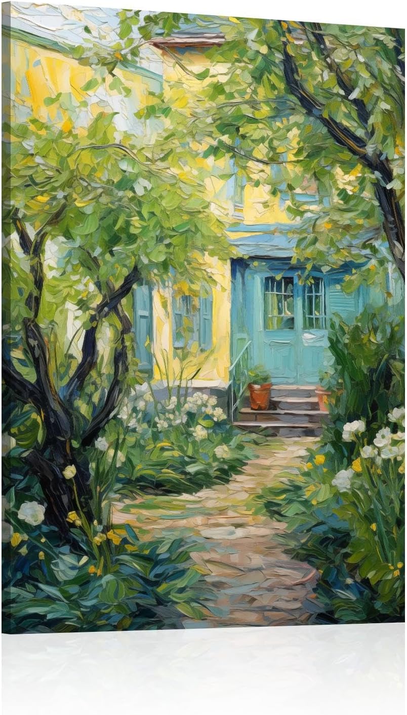 JGGXHM Art Wall Decor Cottage Garden Through the Seasons Artwork Modern Canvas Prints Office Bedroom Home Decor Painting Mural -(75x100cm) 30x39in internal frame