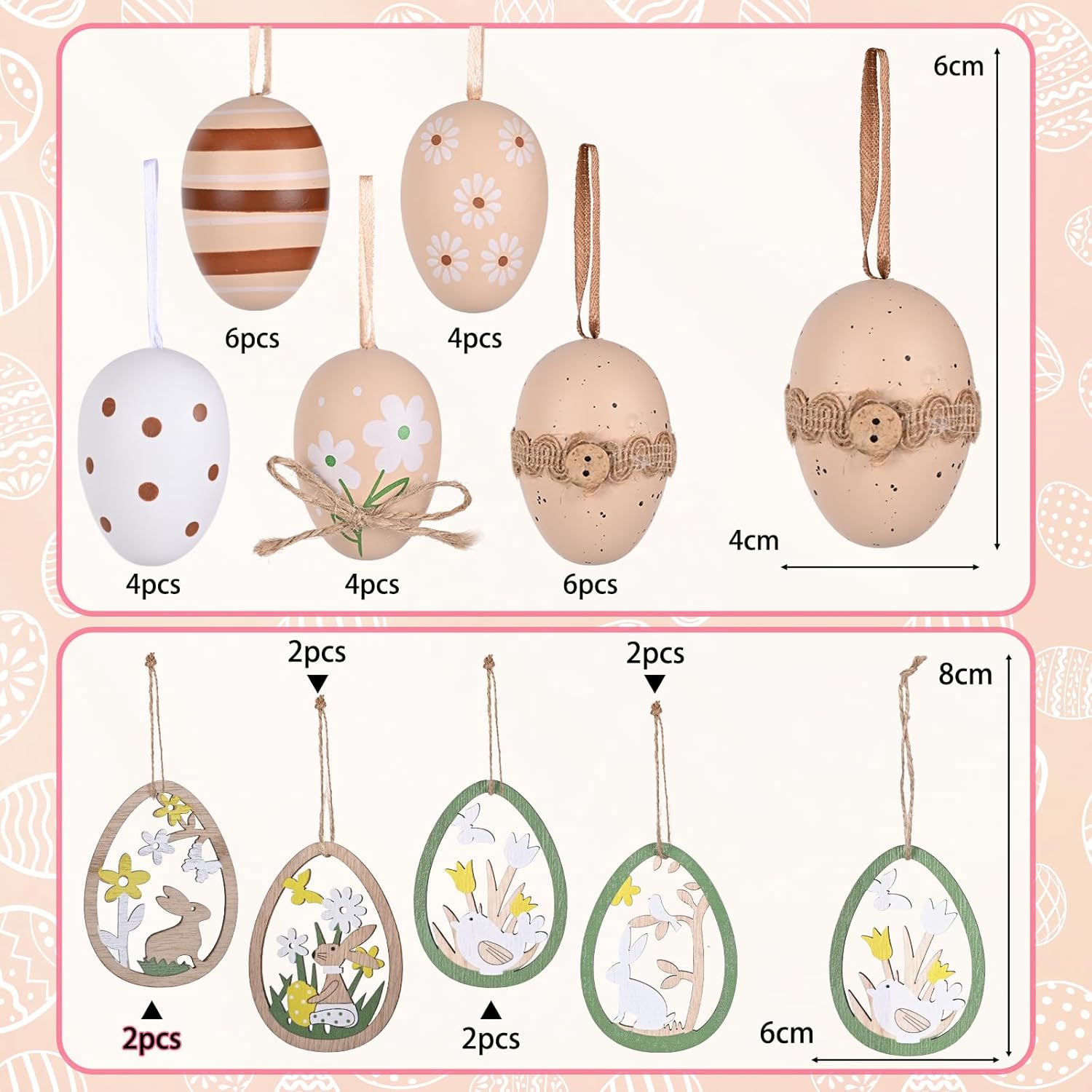 Húsvéti tojások közelről, részletes mintázat