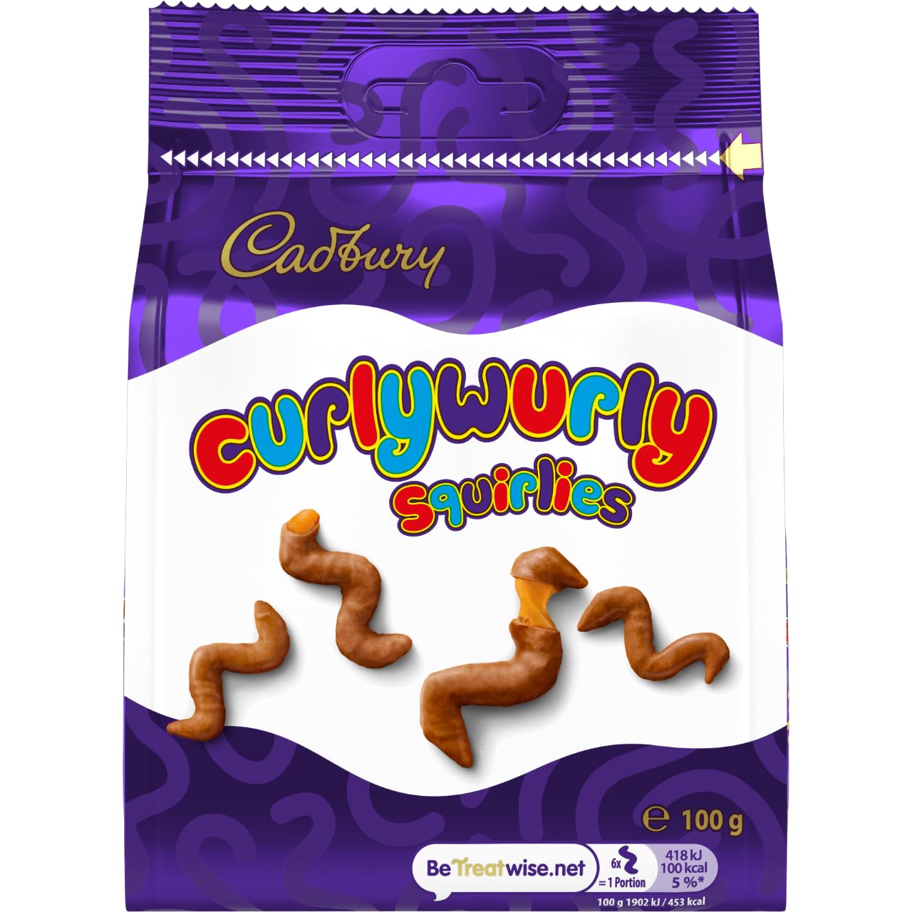 Cadbury Milk Chocolate Curly Wurly Squirlies, Sharing Bag, Bite Size Treats, 100 g (Pack of 1)