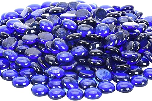 vchin Vidrio para hoguera, vidrio azul cobalto para fogata de propano, chimenea y decoración al aire libre. Cuentas redondas de vidrio de fuego de