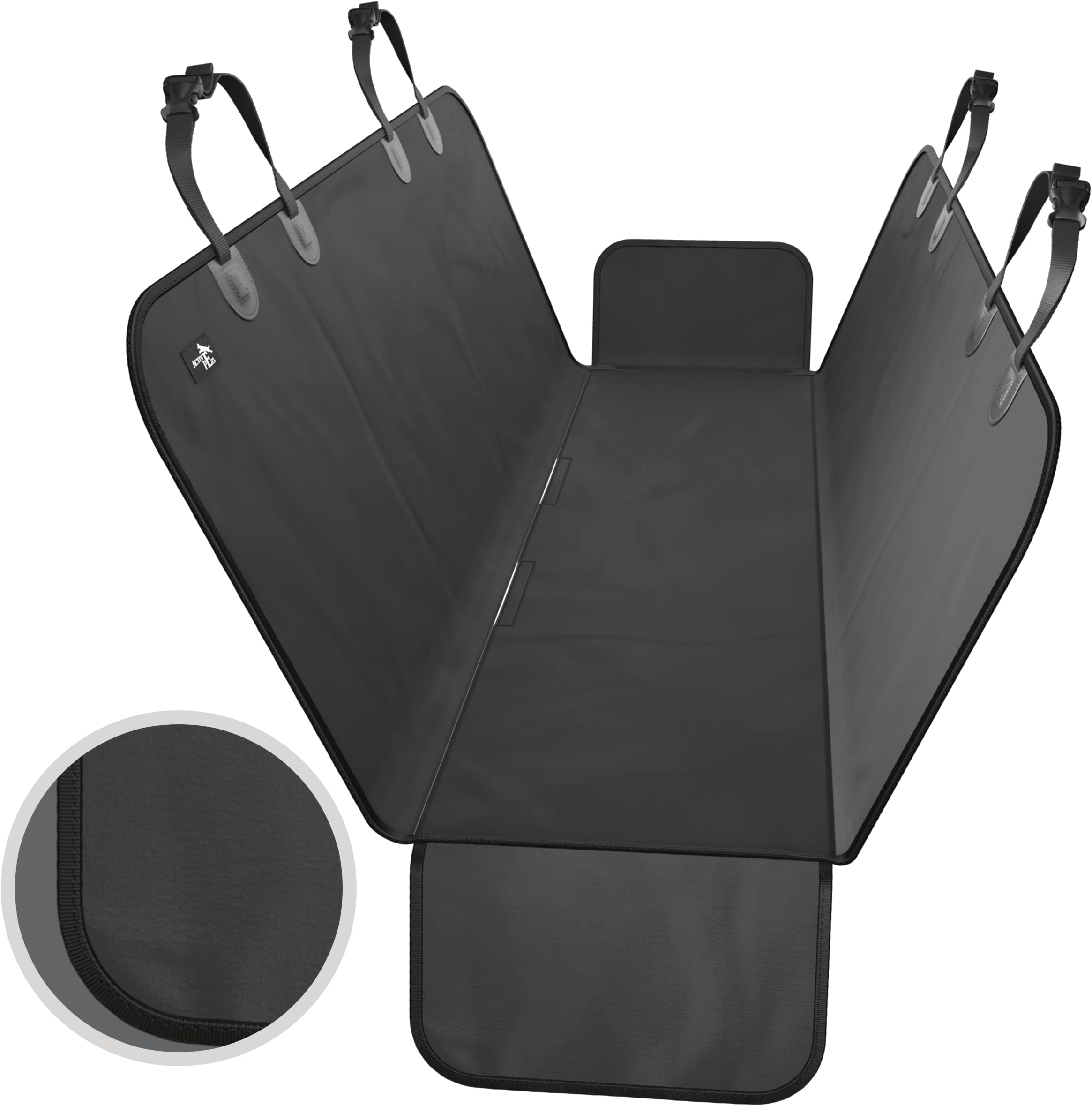 BarksBar Original Pet Seat Cover for Cars Black, WaterProof & Hammock Convertible