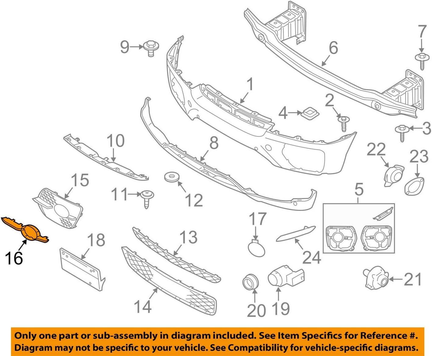 Genuine Front Bumper Fog Light Grill Cover Trim Decor Left BMW X6 E71 2008-2014