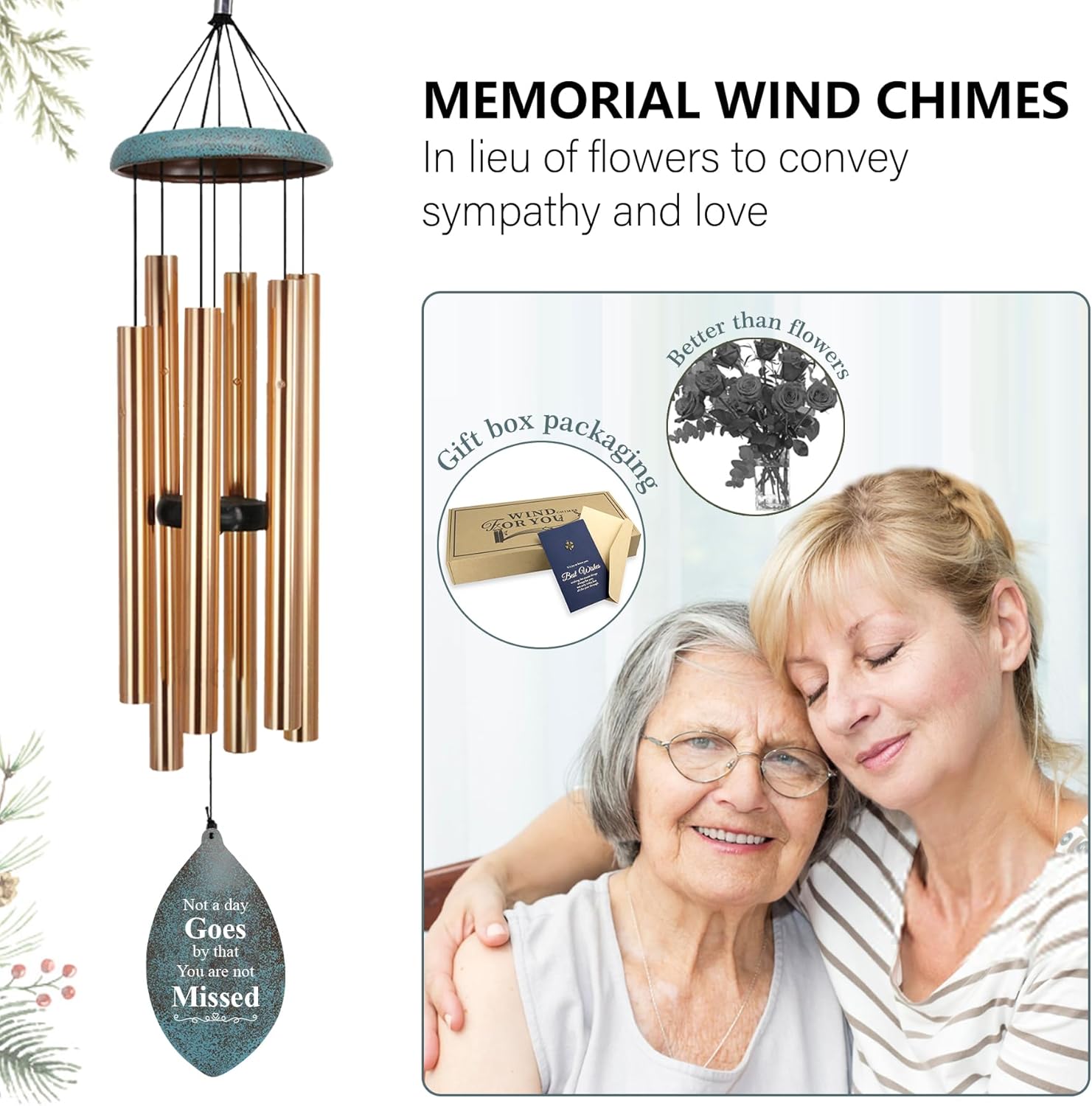 ASTARIN Personalized Name 35" Memorial Wind Chimes for Outside, Metal Sympathy Gifts for Loss of Mother Father Loved One, Bereavement Wind Chime in Memory Gift, Decor Outdoor Garden Patio