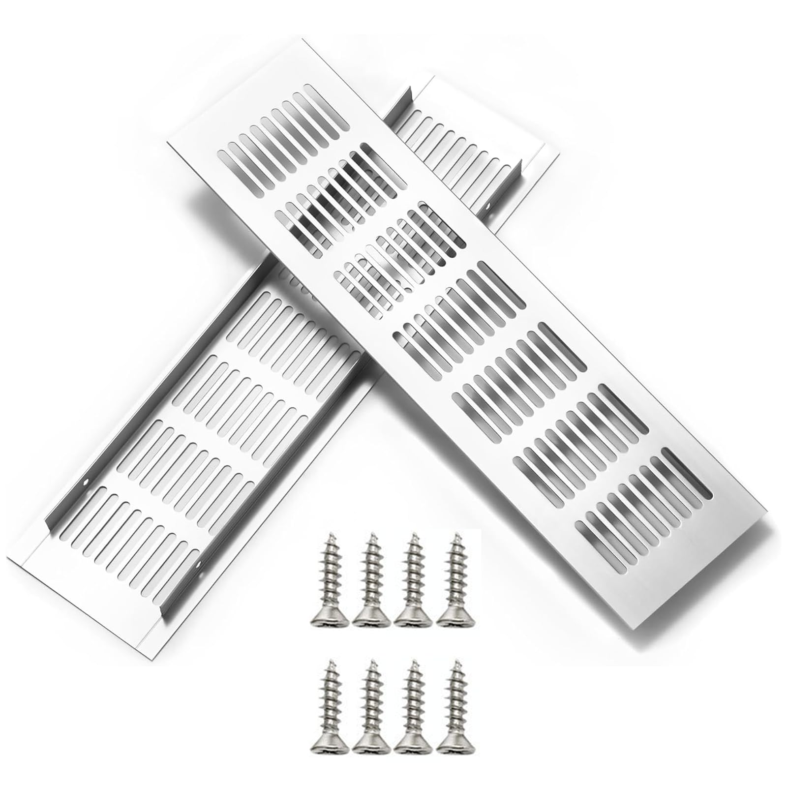 Xiciki 2 Pcs Air Vent Cover 300x80mm, Aluminum Ventilation Grille with Screws for Kitchen Cupboard Wardrobe Furniture Plinth Ventilation