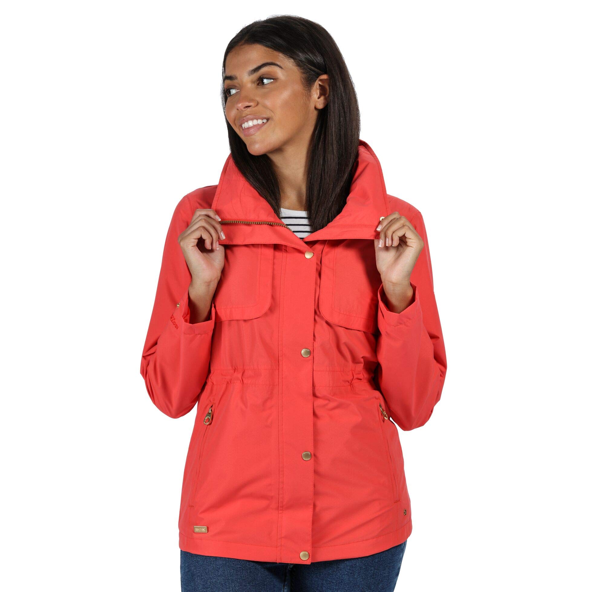 Regatta Women's Narelle' Breathable With Packaway Hood & Studded Back Vents Jackets Waterproof Shell