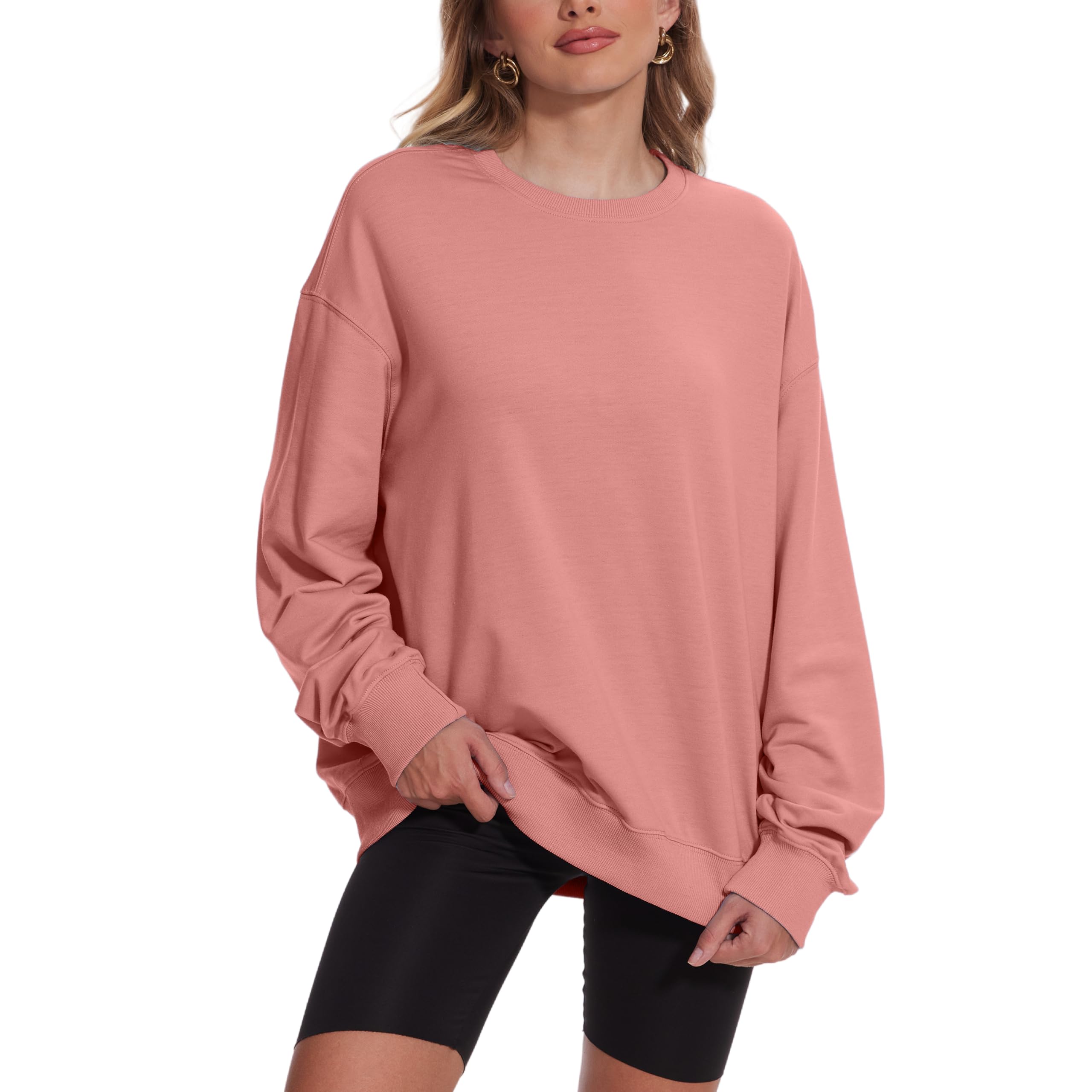 Sptuoiy Womens Oversized Sweatshirts Crewneck Pullover Sweaters Casual Long Sleeve Fall Winter Fashion Outfits Clothes