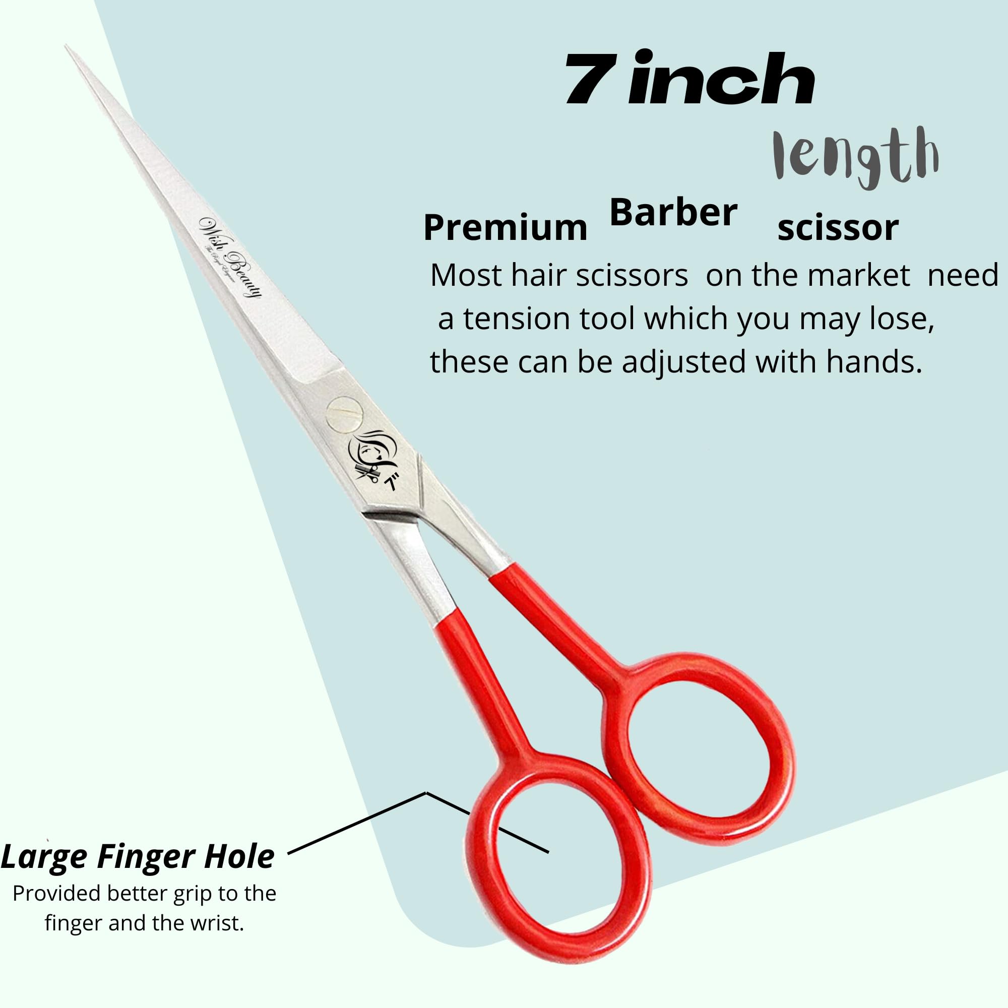 Glamified Glam Professional 7" Hairdressing Scissors Hair Cutting Scissors Shears for Barber- with Antibacterial Comfort Rubber Grip 100% Stainless Steel (Red) - Image 4