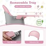 HONEY JOY 16-in-1 Baby High Chair, Convertible Highchair for Babies and Toddlers/Booster Seat/Activity Center with Toys, Building Block Table & Stool, Safety Harness, Removable Cushion & Tray (Pink)