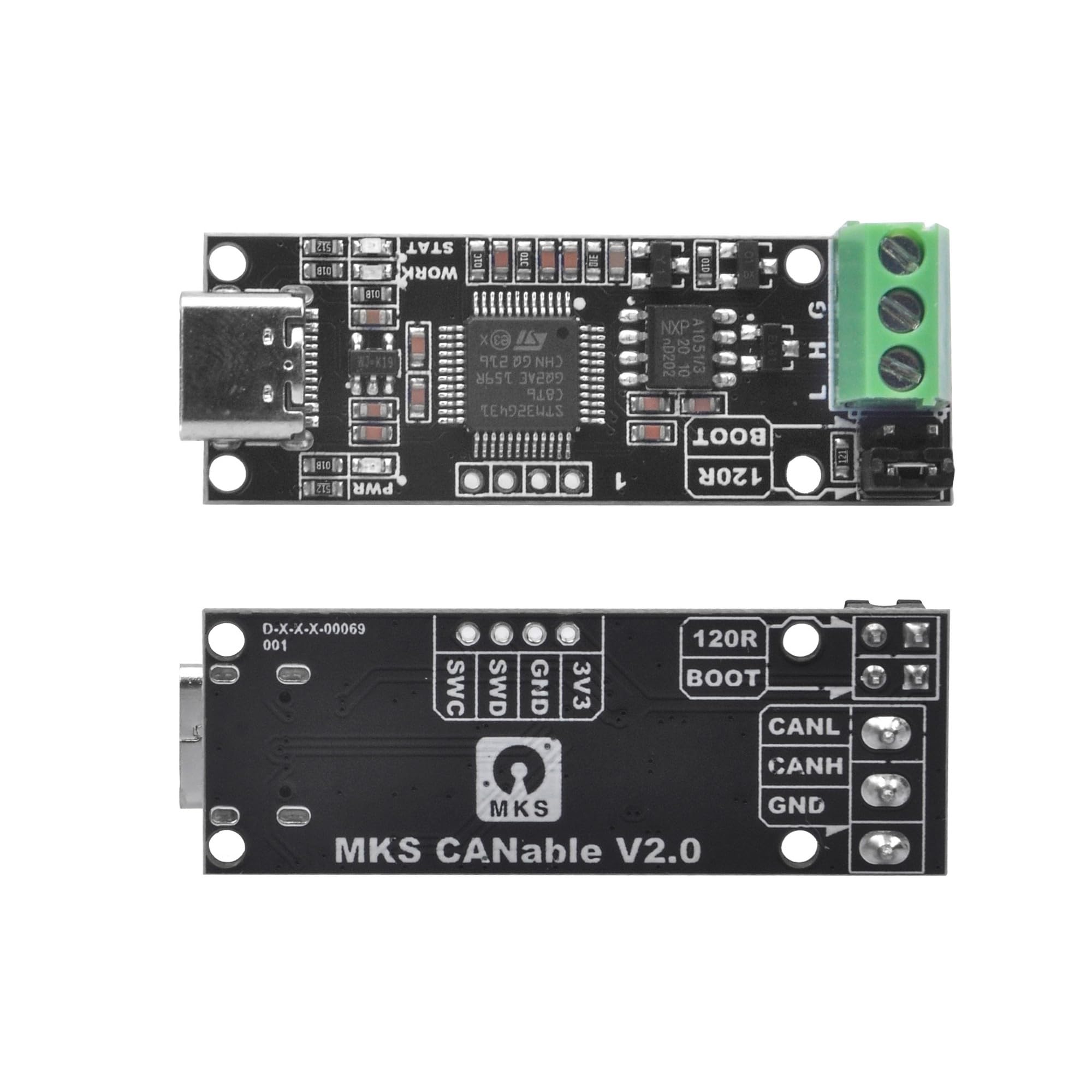OSOYOO MKS CANable 2.0 USB-C to CAN Adapter Analyzer, Supports CAN-FD, SLCAN, SocketCAN, Candlelight, Klipper - Compatible with XP / WIN7 / WIN8, Linux