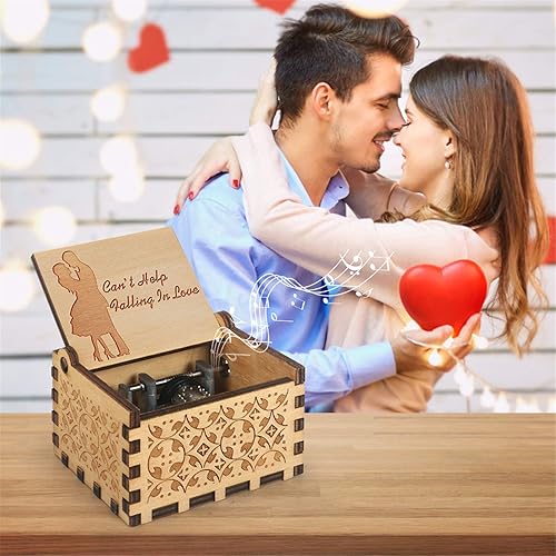 Miniatura 5 de Can't Help Falling in Love - Caja de música de madera hecha a mano con grabado, bonitas cajas musicales de regalo para amor, novio, novia, marido,