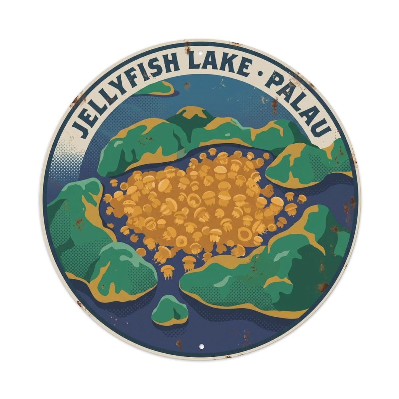 Olyhtr 8X8inch Classic Style Bloom Palau Jellyfish Lake Marine Travel Reef Diving Metal Tin Sign