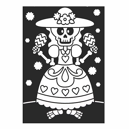 Miniatura 7 de Baker Ross FE729 Día de los Muertos en color en decoraciones de imagen, paquete de 10, imágenes de fieltro para manualidades, haz tu propia