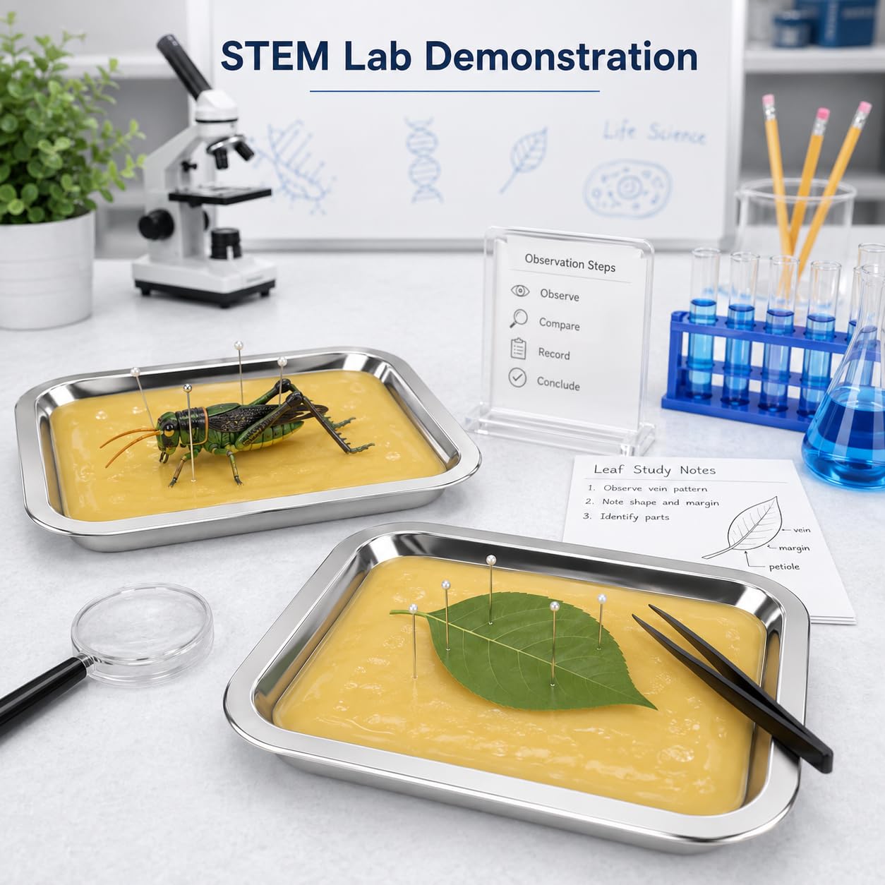 iplusmile 6 Pack Dissection Trays with Wax, 10.2 x 7.5 Inch Stainless Steel Dissection Pans, Reusable Wax Lab Trays for Biology Classroom Anatomy Science Education — Amazon image 6