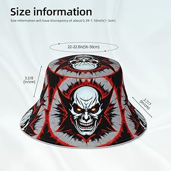 帽子 NAUGHTY KJZJZCCB Red and Black Evil Ghost Reflective Bucket Hat, for