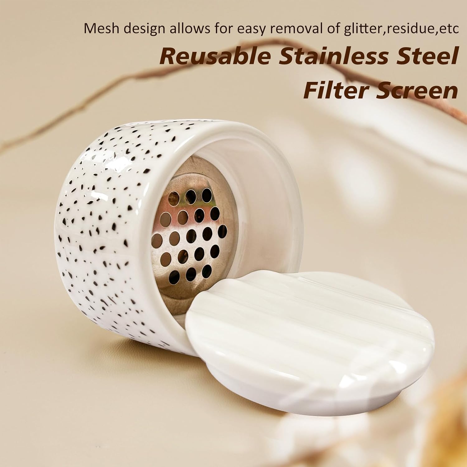 Nail Brushes Washing Cup, Monomer Dish, Dappen Dish with Lid, Easy Cleaning Portable Mesh, Acrylic Brush Cleaner & Nail Brush Holder, Nail Art Brush Washer for Nail Sequins Glitter Powder (NAPB072)